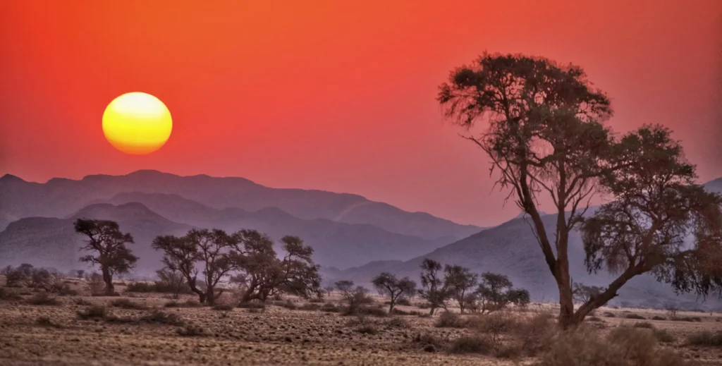  Atardecer africano con paisaje abierto